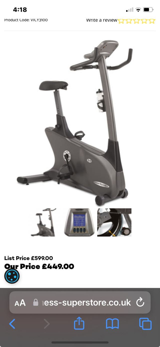 Vision Fitness Exercise Bike  in Exercise Equipment in St. Albert