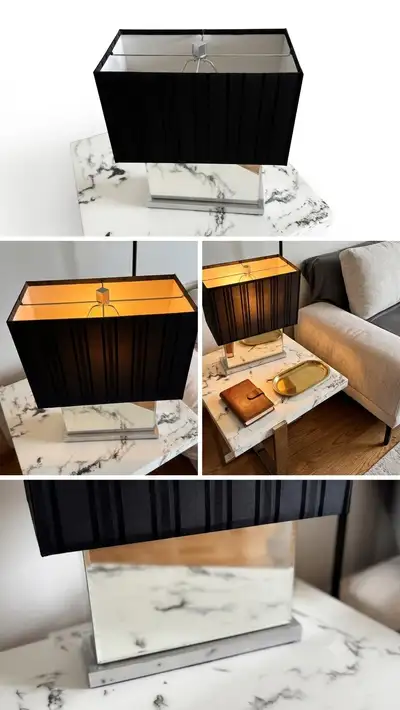 Mirrored Table Lamp with Black Rectangular Shade, View more