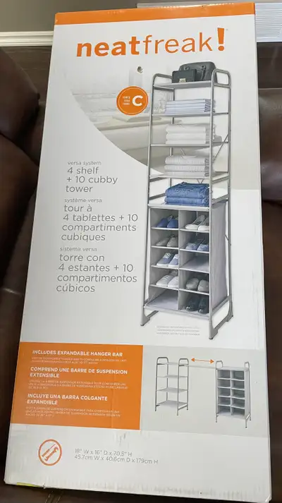 NEW NEATFREAK 10 CUBBY 4 SHELF STORAGE UNIT , View more