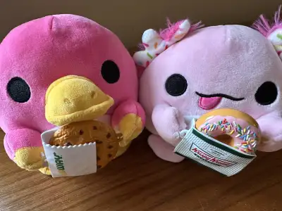 Snackles 5” plush stuffies - Whitney the Platypus & Krispy Kreme, View more