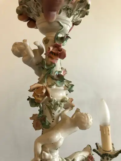 VINTAGE Cherub CHANDELIER Capodimonte Porcelain - 3 Arm, View more