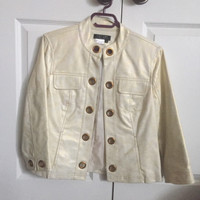 NEW - City Girl Women's Cream Faux Leather Coat Jacket (Size S)