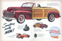 Large 2-page magazine ad for 1946 Ford Woody, Sportsman