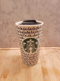 2011 Starbucks FaLaLa Holiday Christmas Ceramic Travel Cup 12 oz
