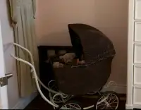 Antique wicker baby carriage 
