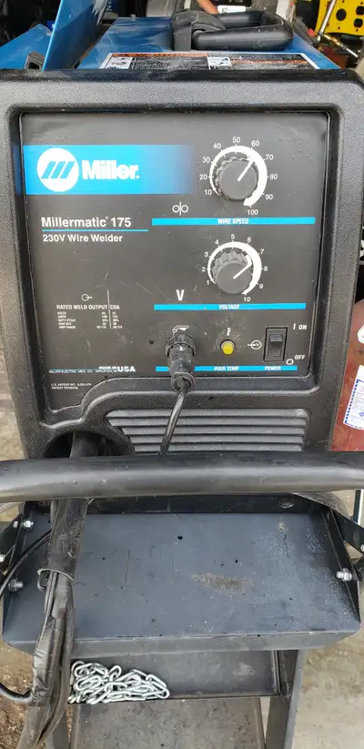Miller 175, only used a few times, very good condition, this is a 220 volt machine. Comes with cart...