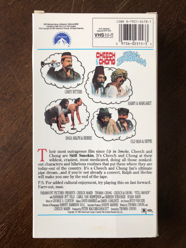 Cheech and Chong Still Smokin VHS - 1983 - Excellent condition! in CDs, DVDs & Blu-ray in Edmonton - Image 3