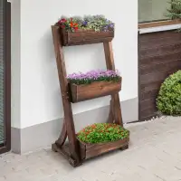 3-Tier Raised Garden Bed Vertical Freestanding Outdoor Wooden Fl