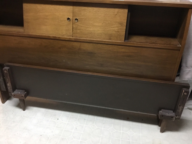 Wood bed headboard and footboard with rail. in Beds & Mattresses in Calgary - Image 3