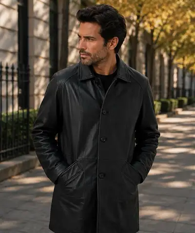 Men’s Classic Black Leather Jacket, View more