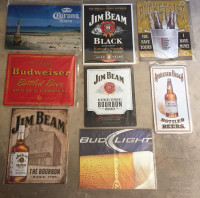 Rare OPP Beer Bourbon Bar Signs Budweiser Jim Beam Etc  