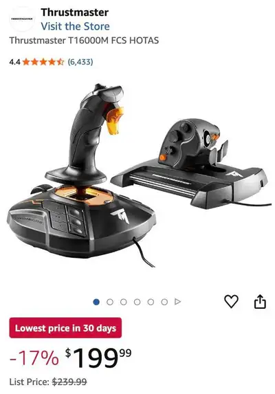 New in box 2pc Flight Stick! Works on PC and can be added to many other Thrustmaster flight componen...