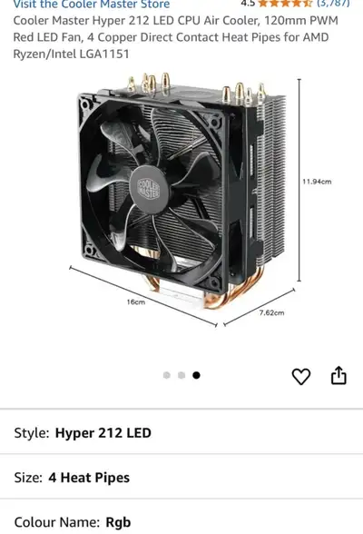 cooling master fan hyper 212 LES, View more