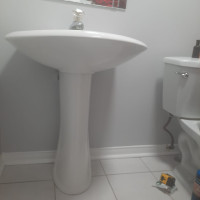 GLACIER BAY Pedestal Sink and Leg in White