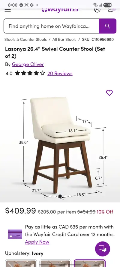 4 new counter height stools, View more