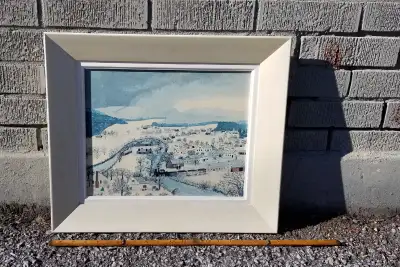 Framed print Hoosick Falls in Winter Grandma Moses NY folk art, View more