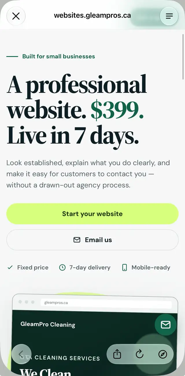  Professional Business Website – $399, Live in 7 Days