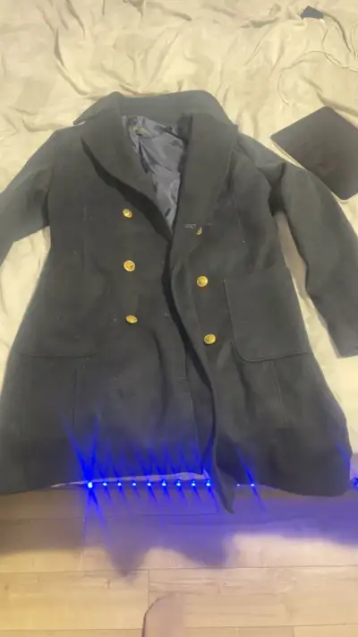 black peacoat/ military-style coat with gold buttons, View more