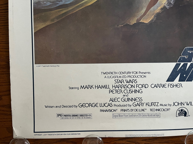 RARE! Vintage 1977 STAR WARS IV Movie Poster 30” X 40” Style A in Arts & Collectibles in Oshawa / Durham Region - Image 2