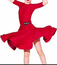 Red Latin dress women medium or girl L