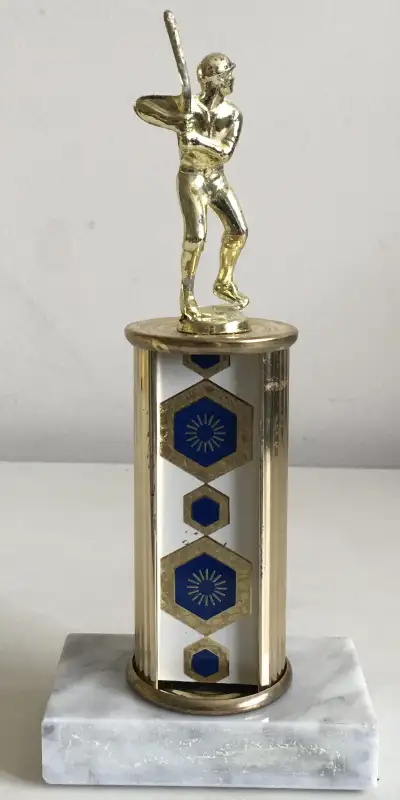 Vintage 8" Baseball Trophy - Genuine Marble Base Retro Prop, View more