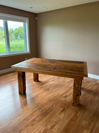 New table made out of century-old Hemlock and barn beam legs.