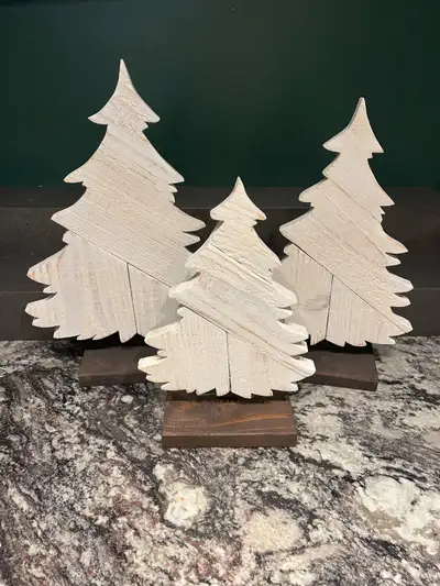 Rustic wooden tree decor - set of 3, View more