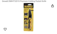 DEWALT—- DWHT10313 Premium Folding Pocket Knife, steel blade