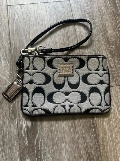 Coach Poppy Signature C Black and Grey Wristlet, View more
