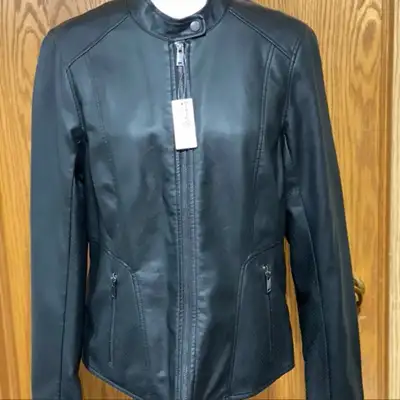 Women’s faux black jacket size large, View more