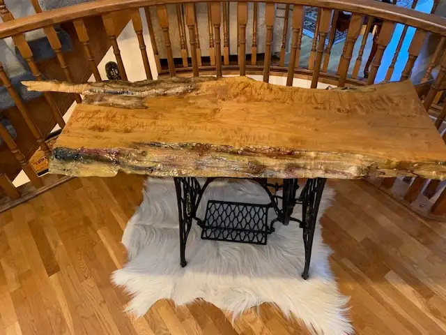 Live Edge Maple Burl Entryway Table – Unique!64252989182723120