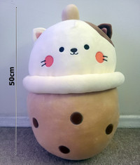 NWT - Boba Bubble Milk Tea Cat Kitten Plushie Plush Toy Pillow