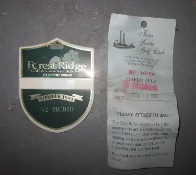Vintage 1998-1999 SUDBURY Golf memorabilia club tickets, View more
