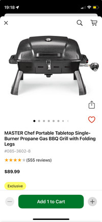 Master chef portable tabletop  bbq with 2 propane can