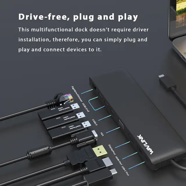 Wavlink usb c triple display docking system565620340026910723