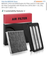 Engine + Cabin Air Filters Honda Civic CRV Hamilton Ontario Preview