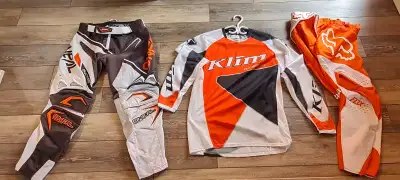 Hardly used. GAERNE GX1 size 10- $140 Fox 360 pant size 34- $70 ONEAL ONE pant size 34-$80 Klim jers...
