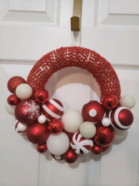 10" Christmas wreath decor , red and white colours, new 