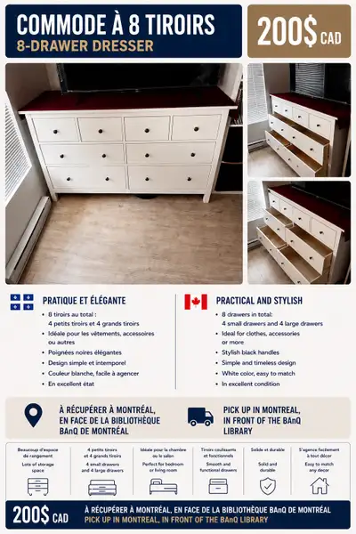 Commode à 8 tiroirs , View more