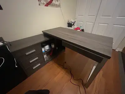 Modern L-Shaped Desk with Drawers & Storage, View more