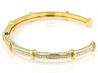 Gold Plated White Diamond Accent Cuff Bracelet