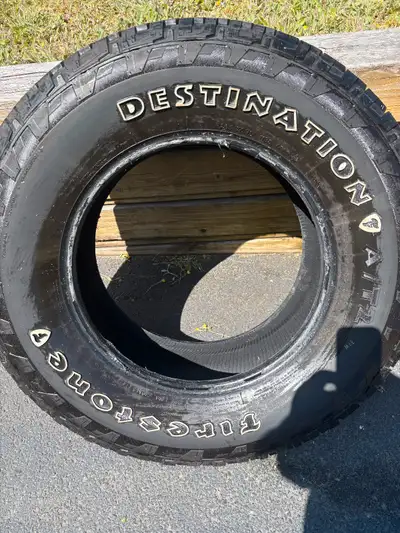 One P265/70R17 Firestone Destination A/T2 tire with very little wear. Price $80