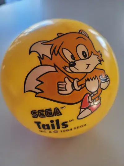 Yellow ball - Sega "Tails"- vintage collectible toy. Sega character Miles "Tails" Prowers is Sonic t...