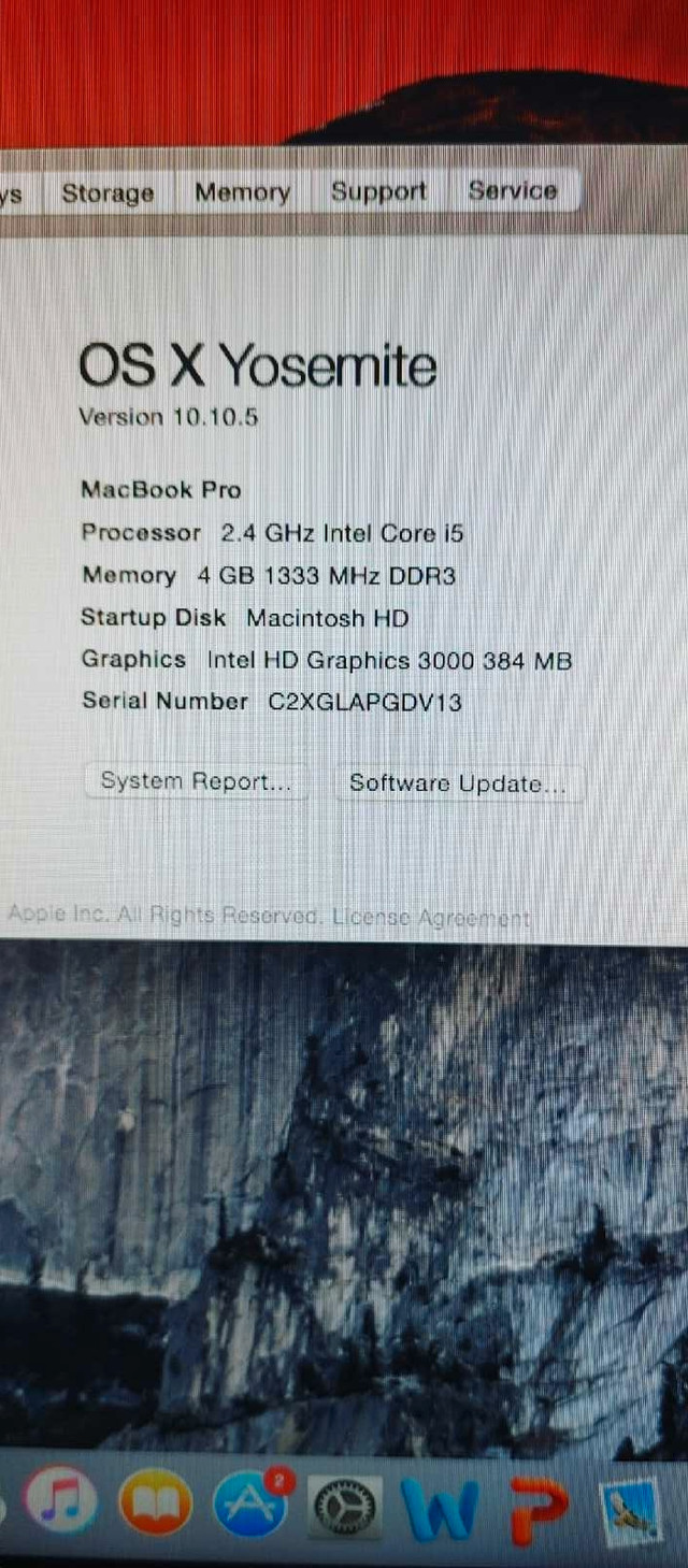 MacBook Pro 2.4 GHz intel Core i5 4GB RAM 1333MHz DDR SSD 240  in Laptops in City of Toronto - Image 4
