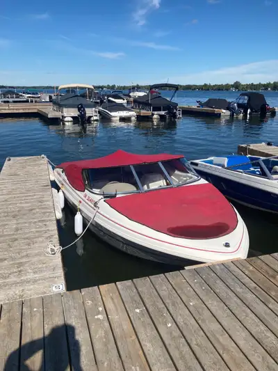 17.5 ft Bowrider with trailer. Runs beautifully and upholstery is in mint condition. Seats 8 comfort...