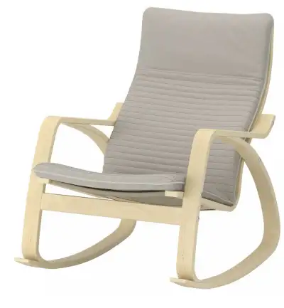 IKEA poang rocking chair, birch veneer with Knisa light beige cushion. Excellent condition. Smoke fr...
