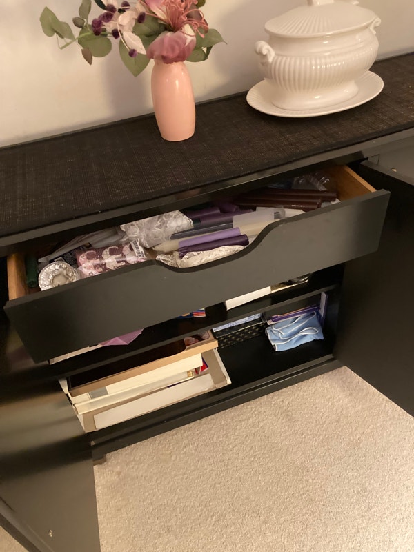 Solid wood with brass details buffet sideboard Oriental design