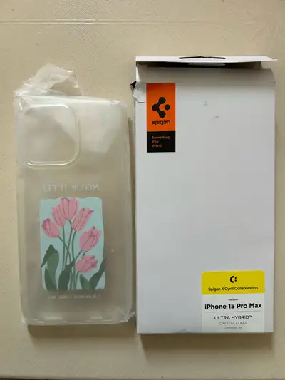 This Spigen Ultra Hybrid case is designed for the iPhone 15 Pro Max, featuring a clear design with a...