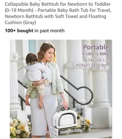 Collapsible Baby Bathtub for Newborn to Toddler (0-18 Month) , View more