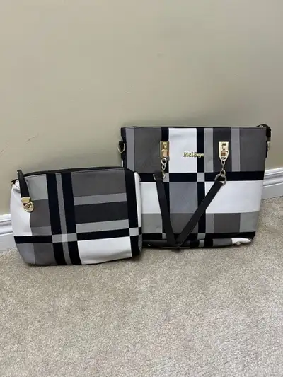 2pcs Large Capacity Checkered Pattern Handbags (black), View more